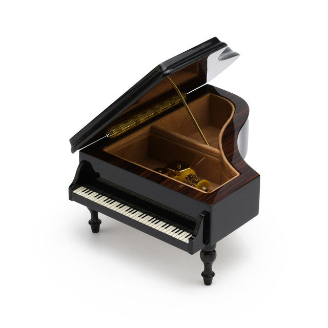 Inlaid Sorrento Italy Piano Music Box Swiss Jobin "Beruhintes Minuet Mozart" Tune